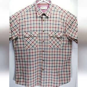 Orvis Mens XL Shirt Short Sleeve Button Up Multicolor Checks